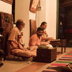 HH Visnu Maharaja and HH Giri Maharaja with Syamasundara Prabhu Translating