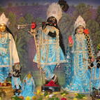 Sri Sri Gaura-Radha-Madhava in Their new pearl outfit